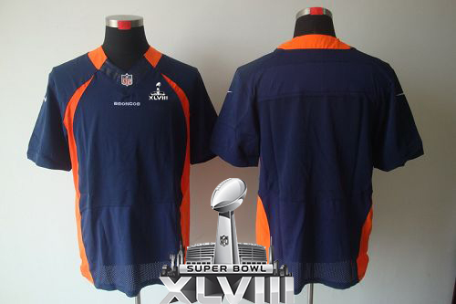  Broncos Blank Navy Blue Alternate Super Bowl XLVIII Men's Stitched NFL Elite Jersey