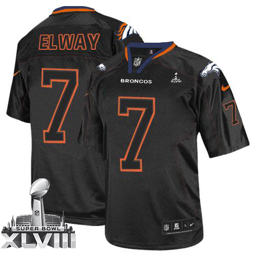  Broncos #7 John Elway Lights Out Black Super Bowl XLVIII Men's Stitched NFL Elite Jersey