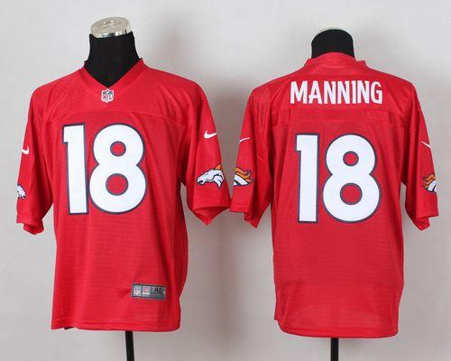 Broncos #18 Peyton Manning Red Men's Stitched NFL Elite QB Practice Jersey