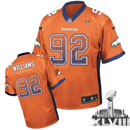  Broncos #92 Sylvester Williams Orange Team Color Super Bowl XLVIII Men's Stitched NFL Elite Drift Fashion Jersey