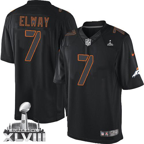  Broncos #7 John Elway Black Super Bowl XLVIII Men's Stitched NFL Impact Limited Jersey