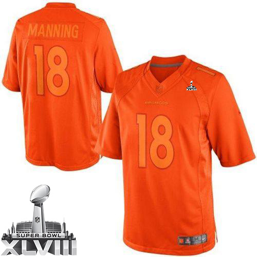  Broncos #18 Peyton Manning Orange Super Bowl XLVIII Men's Stitched NFL Drenched Limited Jersey