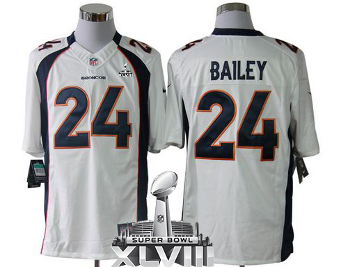  Broncos #24 Champ Bailey White Super Bowl XLVIII Men's Stitched NFL Limited Jersey