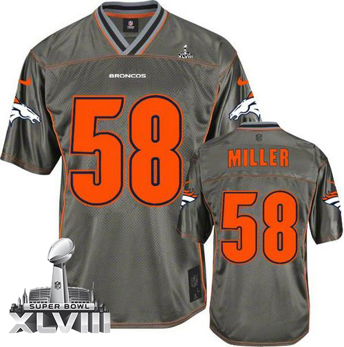  Broncos #58 Von Miller Grey Super Bowl XLVIII Men's Stitched NFL Elite Vapor Jersey