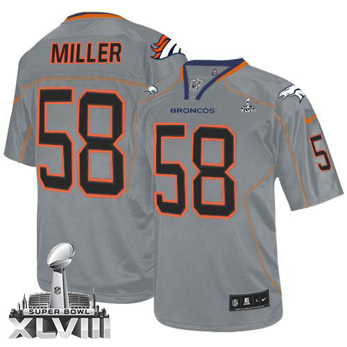  Broncos #58 Von Miller Lights Out Grey Super Bowl XLVIII Men's Stitched NFL Elite Jersey