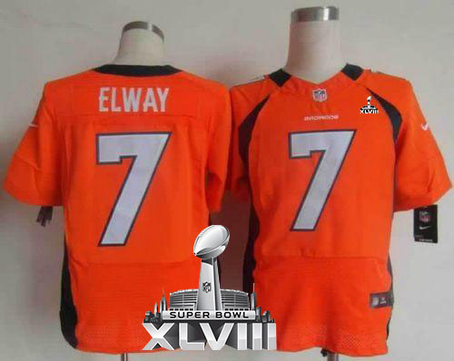  Broncos #7 John Elway Orange Team Color Super Bowl XLVIII Men's Stitched NFL Elite Jersey