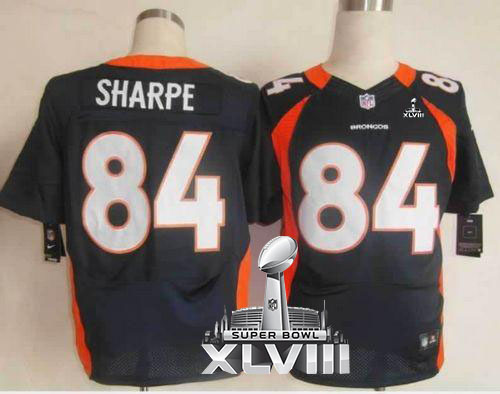  Broncos #84 Shannon Sharpe Navy Blue Alternate Super Bowl XLVIII Men's Stitched NFL Elite Jersey