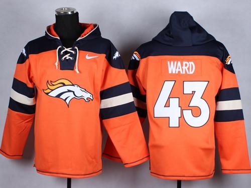  Broncos #43 T.J. Ward Orange Player Pullover NFL Hoodie