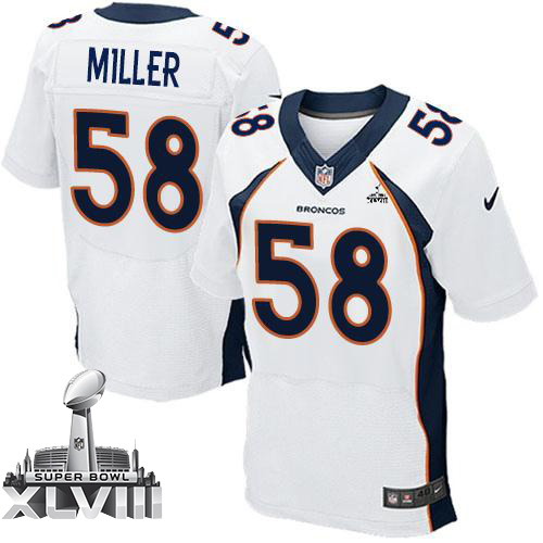  Broncos #58 Von Miller White Super Bowl XLVIII Men's Stitched NFL New Elite Jersey