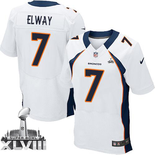  Broncos #7 John Elway White Super Bowl XLVIII Men's Stitched NFL Elite Jersey