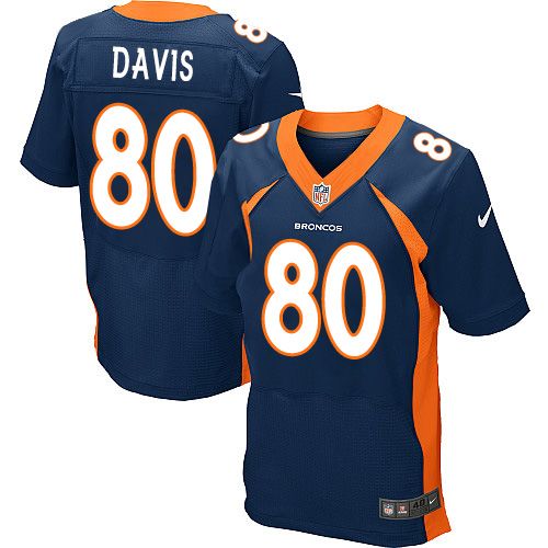  Broncos #80 Vernon Davis Navy Blue Alternate Men's Stitched NFL New Elite Jersey