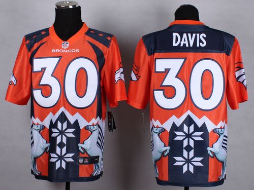  Broncos #30 Terrell Davis Orange Men's Stitched NFL Elite Noble Fashion Jersey