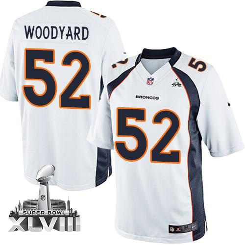  Broncos #52 Wesley Woodyard White Super Bowl XLVIII Men's Stitched NFL Limited Jersey