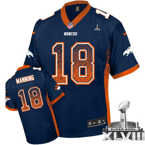  Broncos #18 Peyton Manning Navy Blue Alternate Super Bowl XLVIII Men's Stitched NFL Elite Drift Fashion Jersey