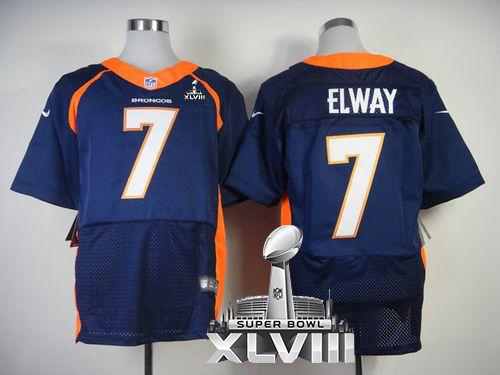  Broncos #7 John Elway Navy Blue Alternate Super Bowl XLVIII Men's Stitched NFL New Elite Jersey