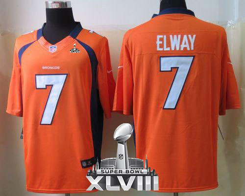  Broncos #7 John Elway Orange Team Color Super Bowl XLVIII Men's Stitched NFL Limited Jersey