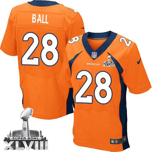  Broncos #28 Montee Ball Orange Team Color Super Bowl XLVIII Men's Stitched NFL New Elite Jersey