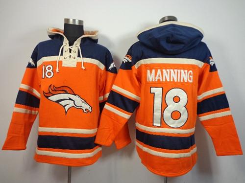  Broncos #18 Peyton Manning Orange Sawyer Hooded Sweatshirt NFL Hoodie
