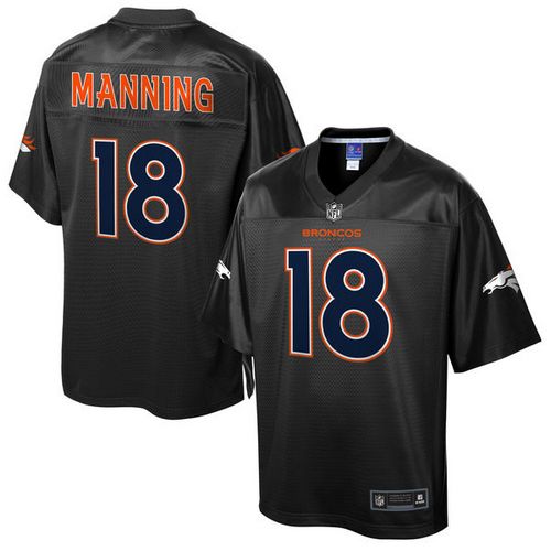  Broncos #18 Peyton Manning Black Men's NFL Pro Line Black Reverse Fashion Game Jersey