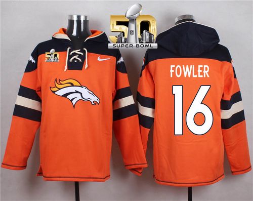  Broncos #16 Bennie Fowler Orange Super Bowl 50 Player Pullover NFL Hoodie