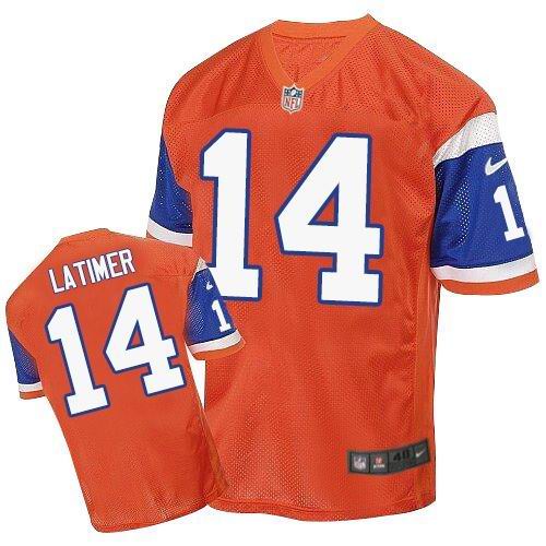  Broncos #14 Cody Latimer Orange Throwback Men's Stitched NFL Elite Jersey