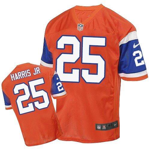  Broncos #25 Chris Harris Jr Orange Throwback Men's Stitched NFL Elite Jersey