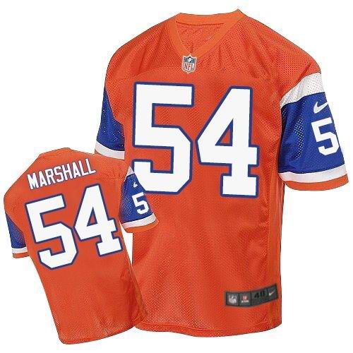  Broncos #54 Brandon Marshall Orange Throwback Men's Stitched NFL Elite Jersey