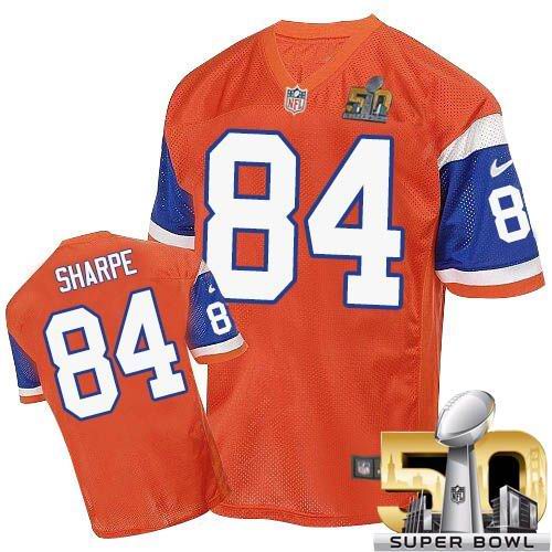  Broncos #84 Shannon Sharpe Orange Throwback Super Bowl 50 Men's Stitched NFL Elite Jersey