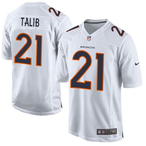  Broncos #21 Aqib Talib White Men's Stitched NFL Game Event Jersey