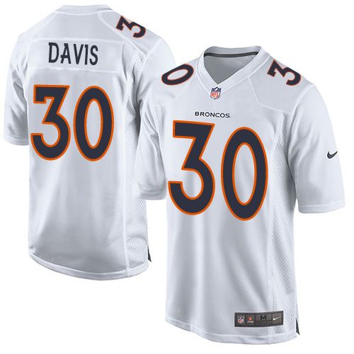  Broncos #30 Terrell Davis White Men's Stitched NFL Game Event Jersey