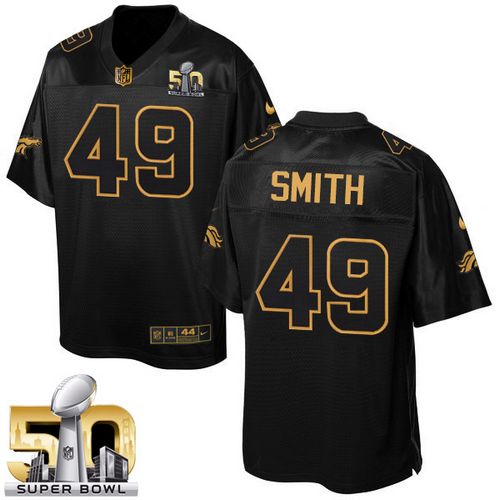  Broncos #49 Dennis Smith Black Super Bowl 50 Men's Stitched NFL Elite Pro Line Gold Collection Jersey