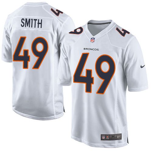  Broncos #49 Dennis Smith White Men's Stitched NFL Game Event Jersey