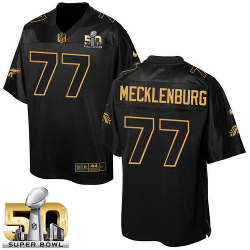  Broncos #77 Karl Mecklenburg Black Super Bowl 50 Men's Stitched NFL Elite Pro Line Gold Collection Jersey