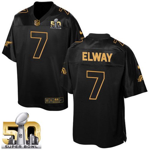  Broncos #7 John Elway Black Super Bowl 50 Men's Stitched NFL Elite Pro Line Gold Collection Jersey