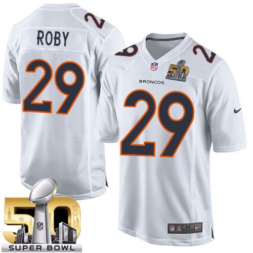  Broncos #29 Bradley Roby White Super Bowl 50 Men's Stitched NFL Game Event Jersey