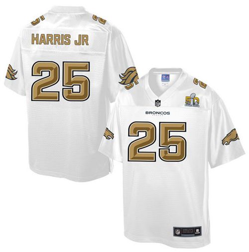  Broncos #25 Chris Harris Jr White Men's NFL Pro Line Super Bowl 50 Fashion Game Jersey