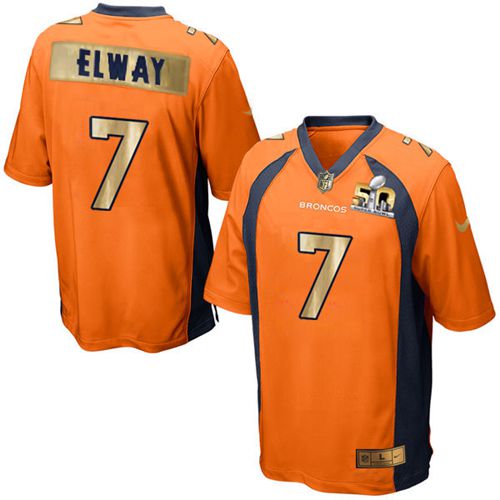  Broncos #7 John Elway Orange Team Color Men's Stitched NFL Game Super Bowl 50 Collection Jersey