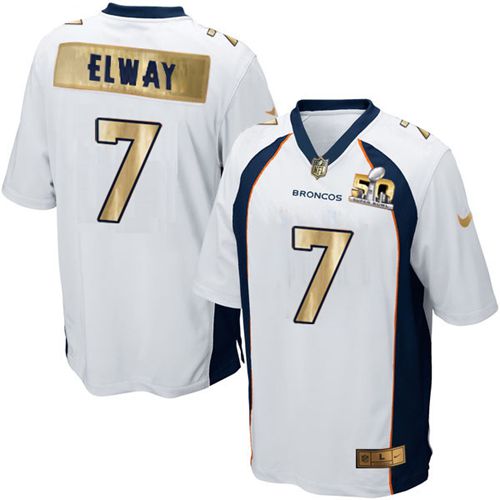  Broncos #7 John Elway White Men's Stitched NFL Game Super Bowl 50 Collection Jersey