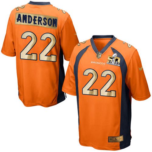  Broncos #22 C.J. Anderson Orange Team Color Men's Stitched NFL Game Super Bowl 50 Collection Jersey