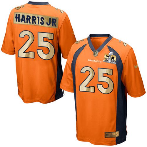  Broncos #25 Chris Harris Jr Orange Team Color Men's Stitched NFL Game Super Bowl 50 Collection Jersey