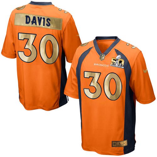  Broncos #30 Terrell Davis Orange Team Color Men's Stitched NFL Game Super Bowl 50 Collection Jersey