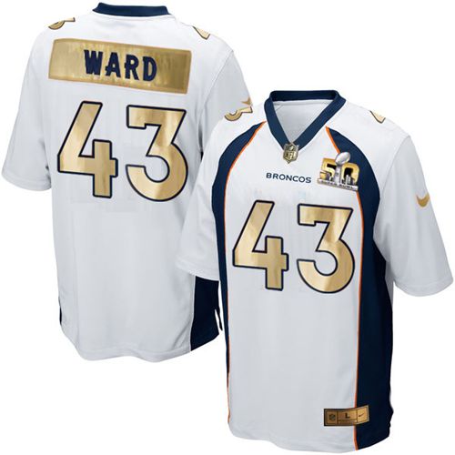  Broncos #43 T.J. Ward White Men's Stitched NFL Game Super Bowl 50 Collection Jersey