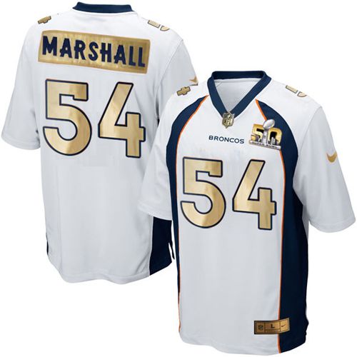  Broncos #54 Brandon Marshall White Men's Stitched NFL Game Super Bowl 50 Collection Jersey