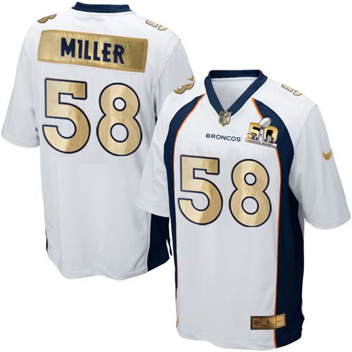  Broncos #58 Von Miller White Men's Stitched NFL Game Super Bowl 50 Collection Jersey