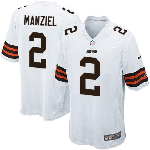  Browns #2 Johnny Manziel White Men's Stitched NFL Game Jersey