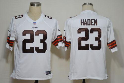  Browns #23 Joe Haden White Men's Stitched NFL Game Jersey