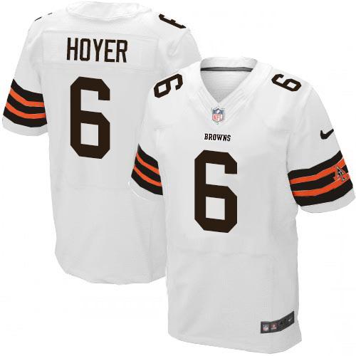  Browns #6 Brian Hoyer White Men's Stitched NFL Elite Jersey