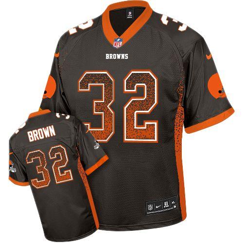  Browns #32 Jim Brown Brown Team Color Men's Stitched NFL Elite Drift Fashion Jersey