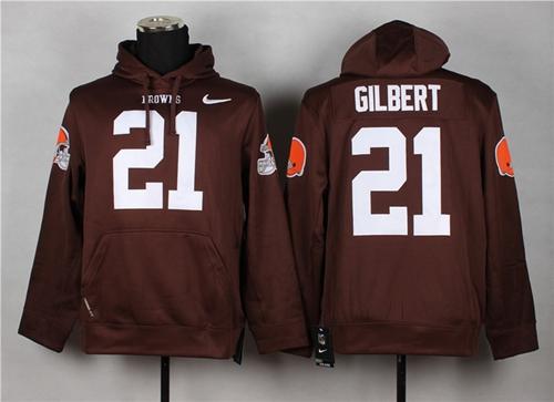  Browns #21 Justin Gilbert Brown Pullover NFL Hoodie