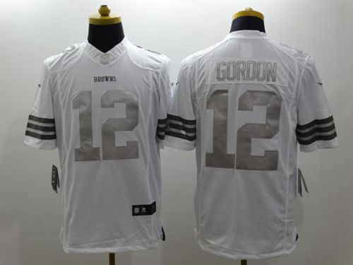  Browns #12 Josh Gordon White Men's Stitched NFL Limited Platinum Jersey